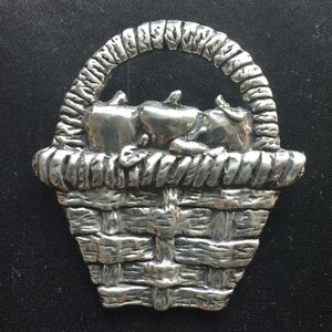 Sheridan Silver-tone Basket of Apples Brooch Pin